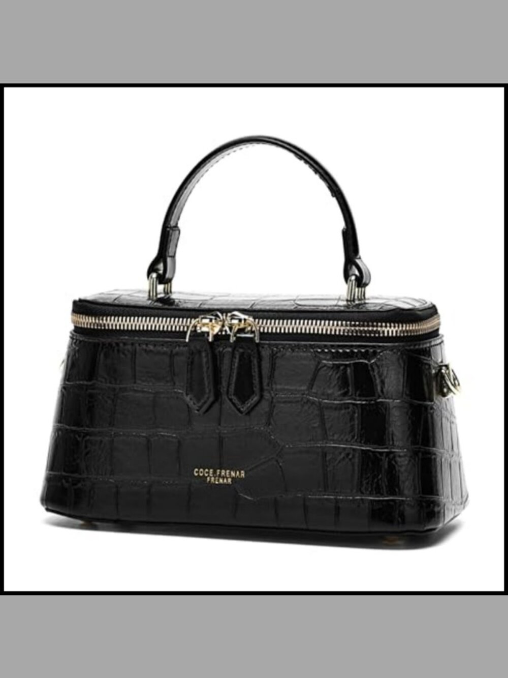 Crocodile-Embossed Mini Box Crossbody Satchel with Top Handle